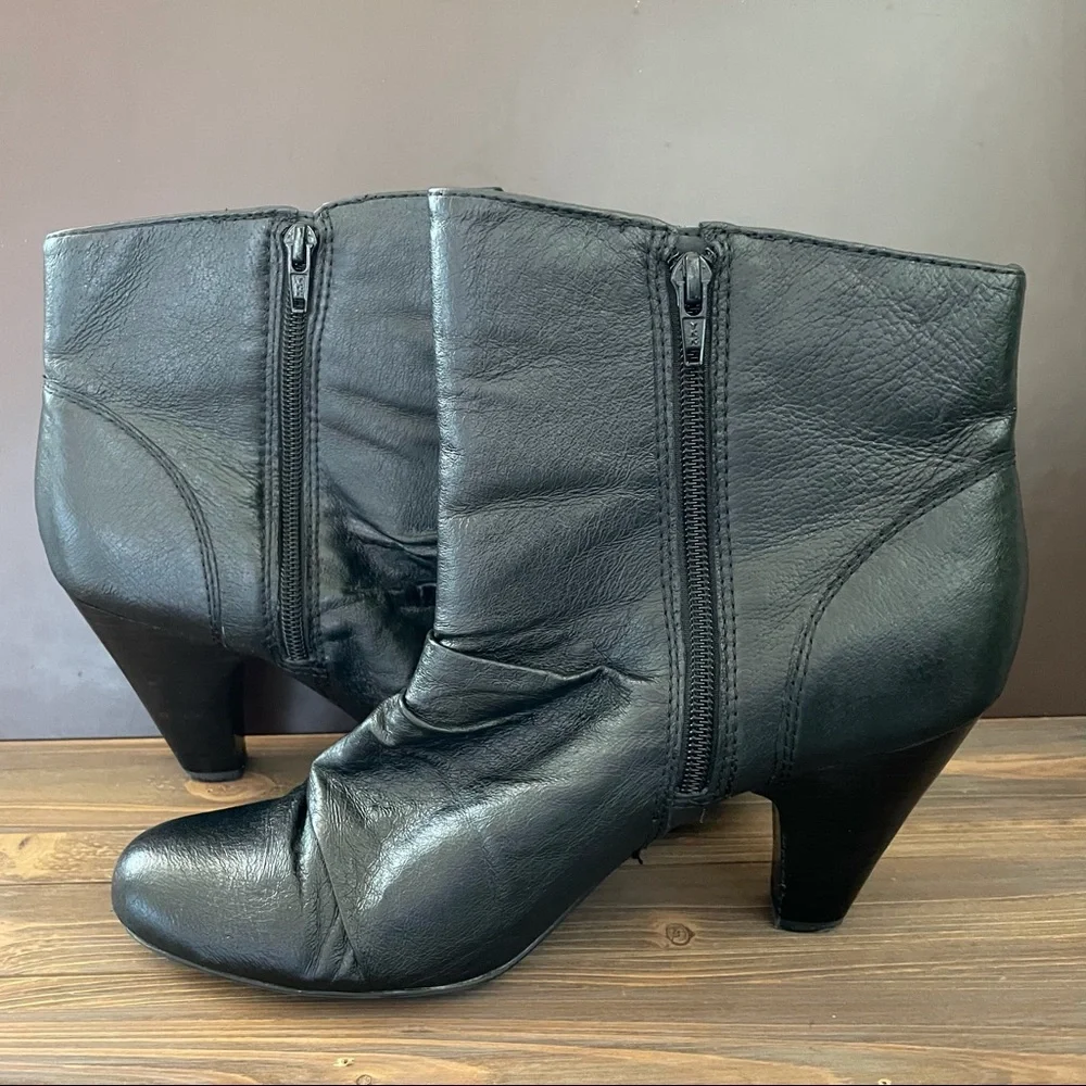 A.N.A. (Ana)  Black Leather Heeled Booties